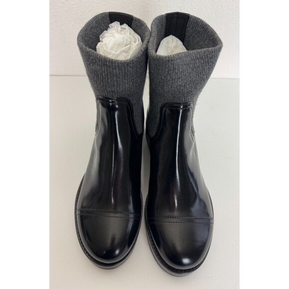 J.Crew Sz 7.5 Spazzo Rib Cuff Boot In Patent Italian Leather Black Round Toe NWB - Picture 4 of 13